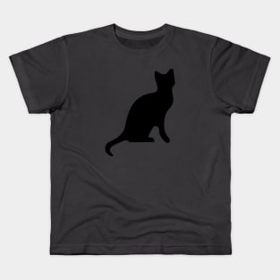 Black Cat Smooth Silhouette Cut Out Kids T-Shirt